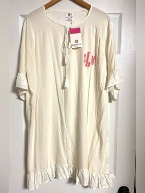 MarleyLilly Cream Ruffle Sleeve Swim Coverup